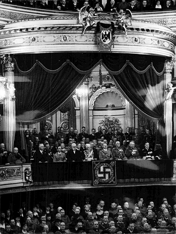 Adolf Hitler and his guests at the Heldengedenktag's concert in Berlin's Staatsoper